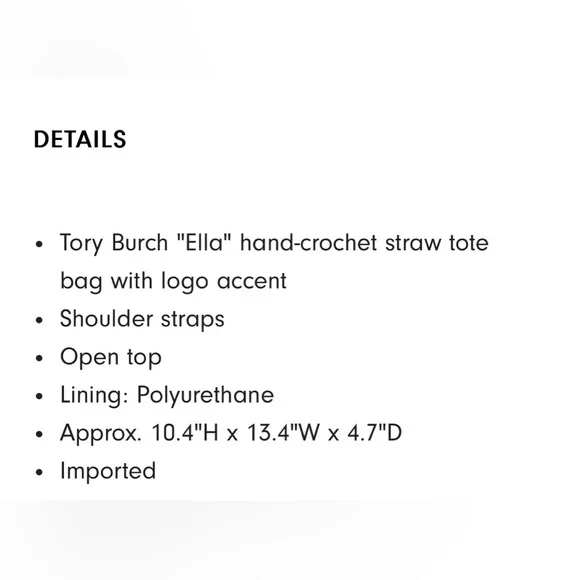 Tory Burch NWT Ella Small Crochet Straw Tote Bag - Picture 5 of 5